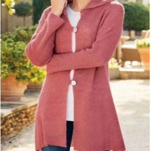 SOFT SURROUNDINGS mauve / salmon hooded cardigan